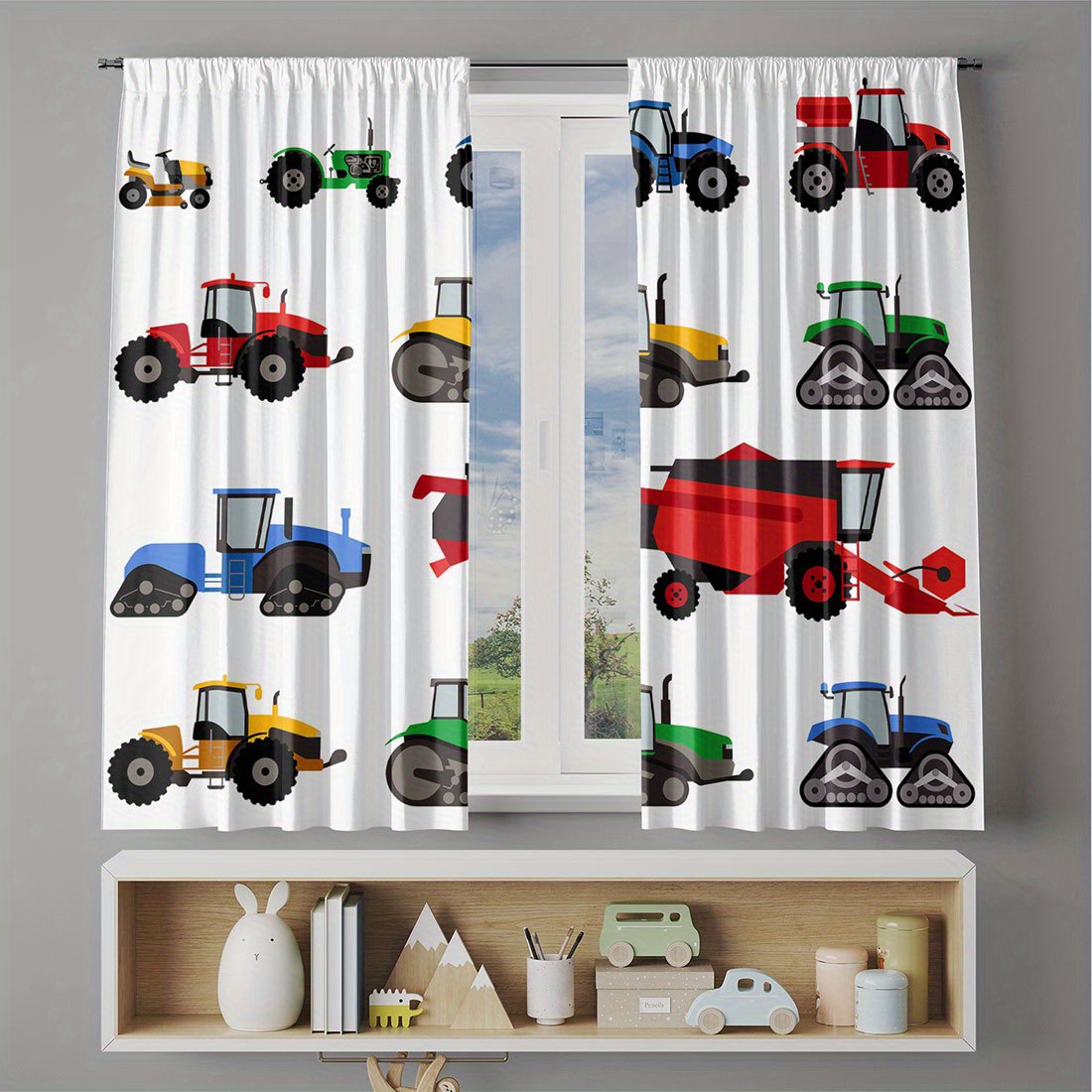 Cartoon Tractor Curtain Colorf - Agriculture Farming Cartoon recension och pris